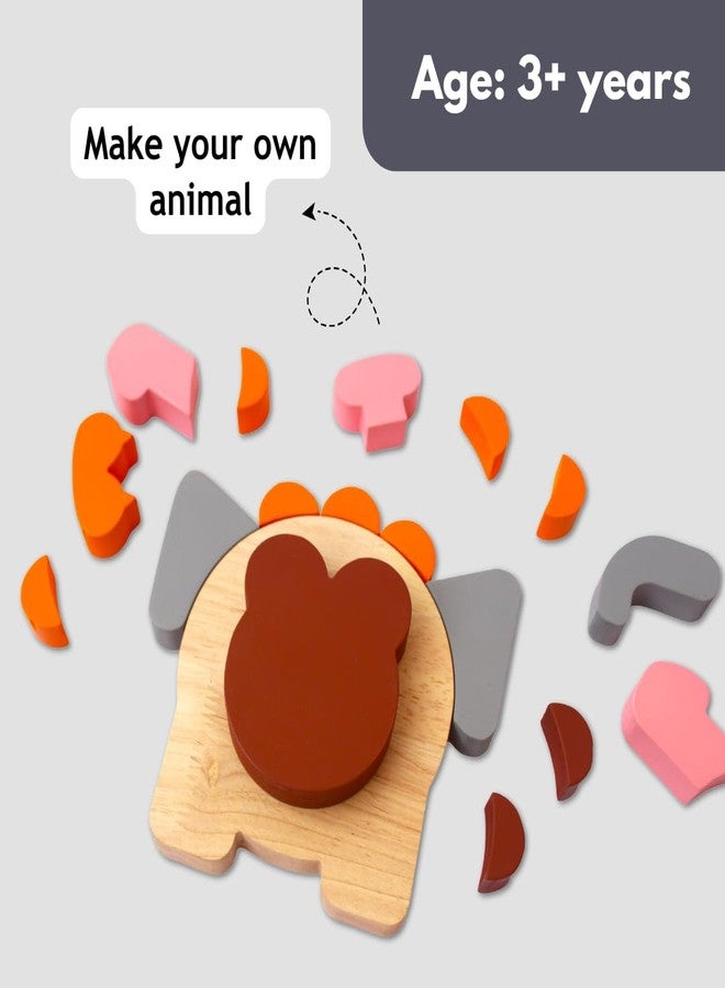 Taali Atrangi - Animal Face Recognition Puzzle Toy | Wooden Animal 3D Puzzle Toy | Set of 17 Colorful Pieces with 1 Wooden Body | for 3 Years and Above | Learning Experience for Young Minds - Image 3